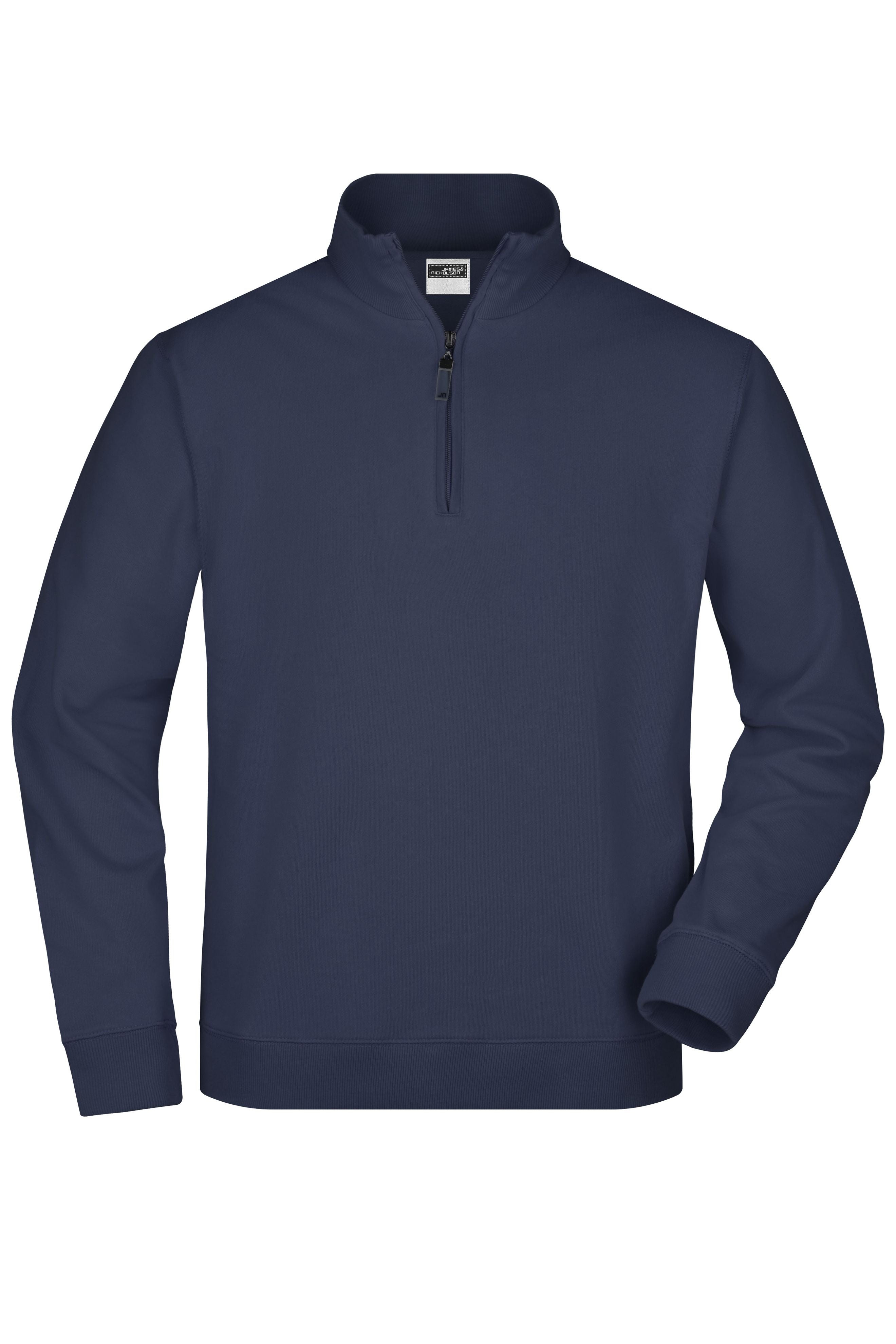 James & Nicholson Sweatshirt mit kurzem Reißverschluss navy