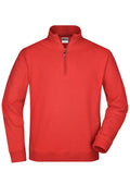 James & Nicholson Sweatshirt mit kurzem Reißverschluss red