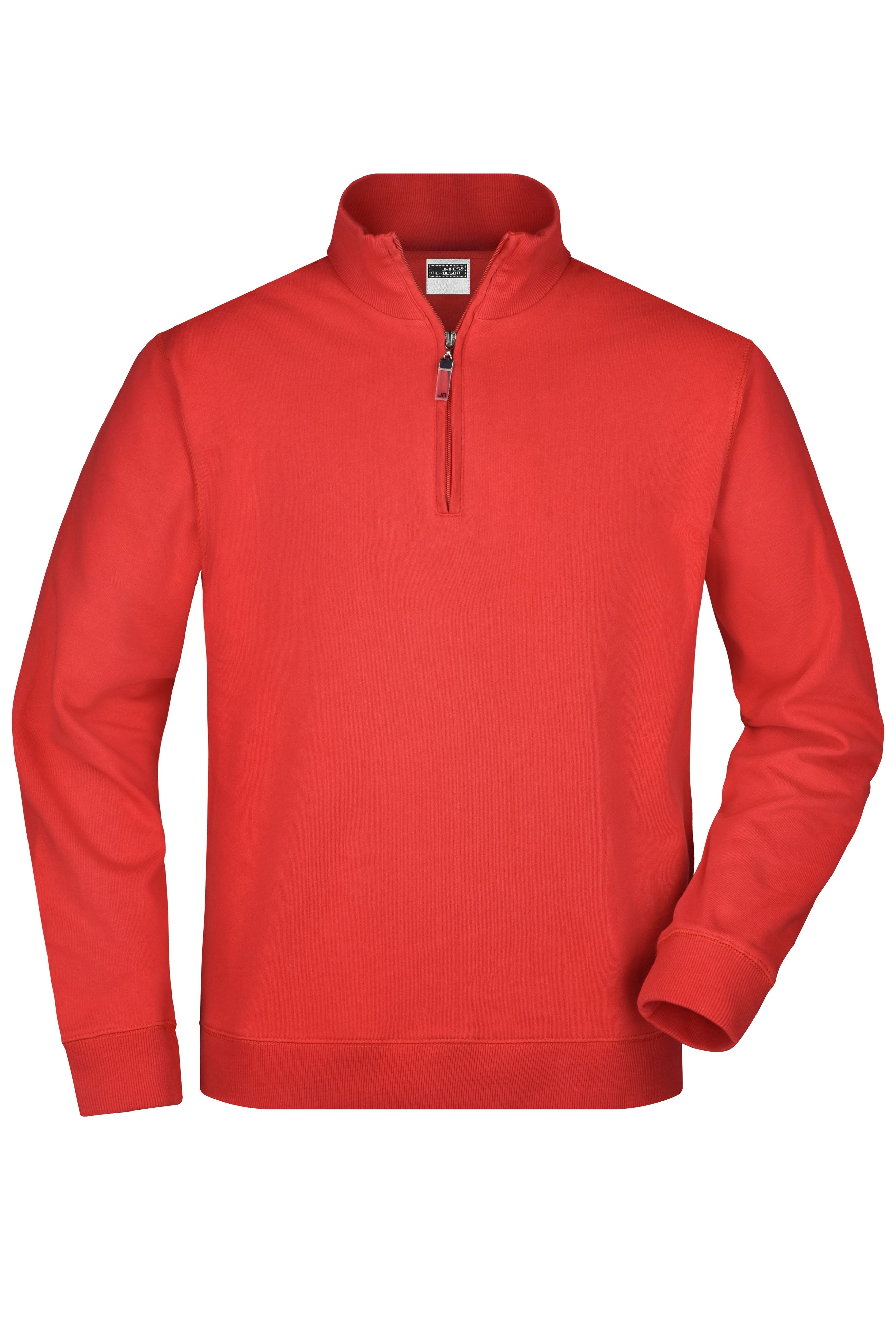 James & Nicholson Sweatshirt mit kurzem Reißverschluss red
