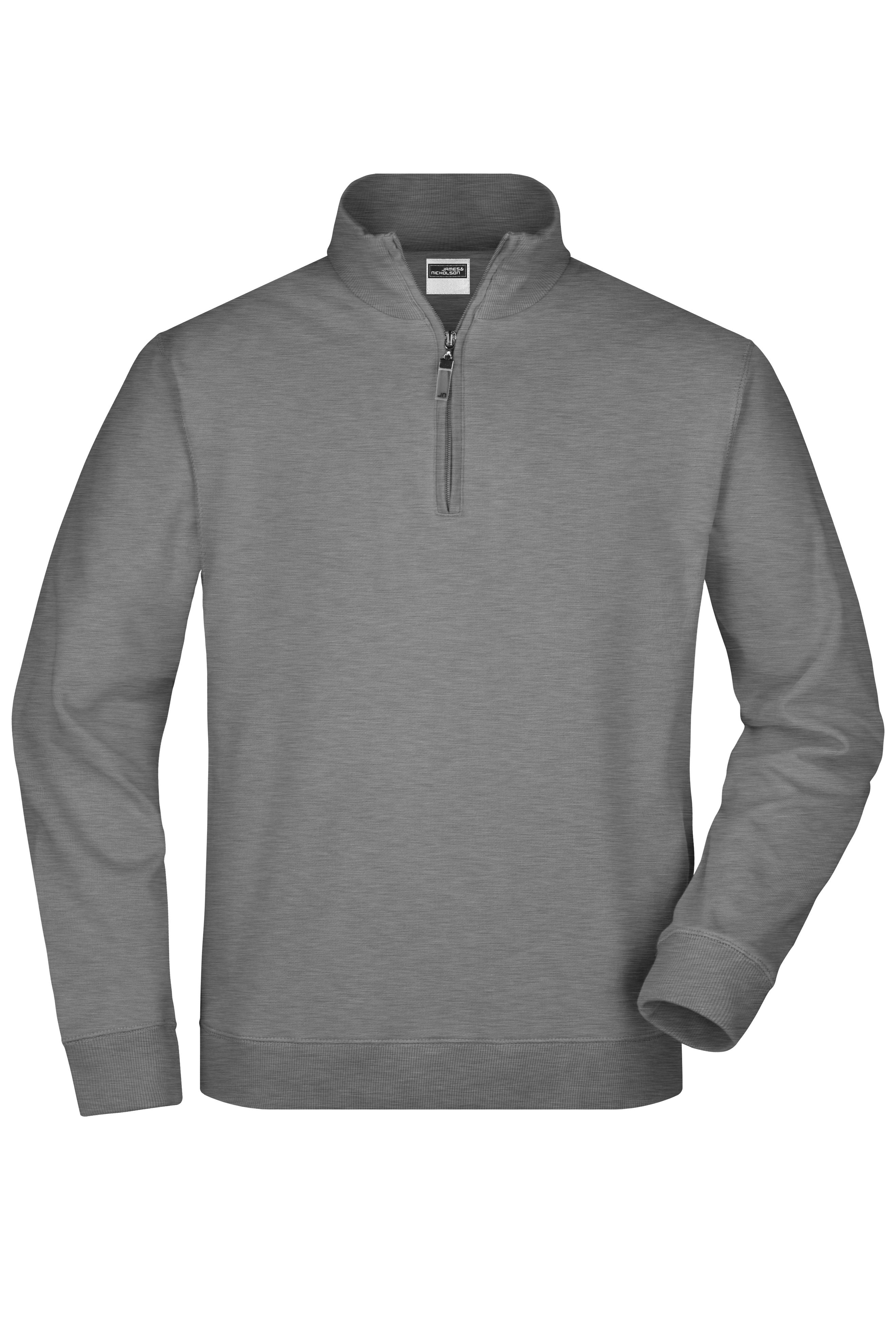 James & Nicholson Sweatshirt mit kurzem Reißverschluss sports-grey