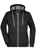 James & Nicholson Sportliche Damen Sweatjacke black/carbon
