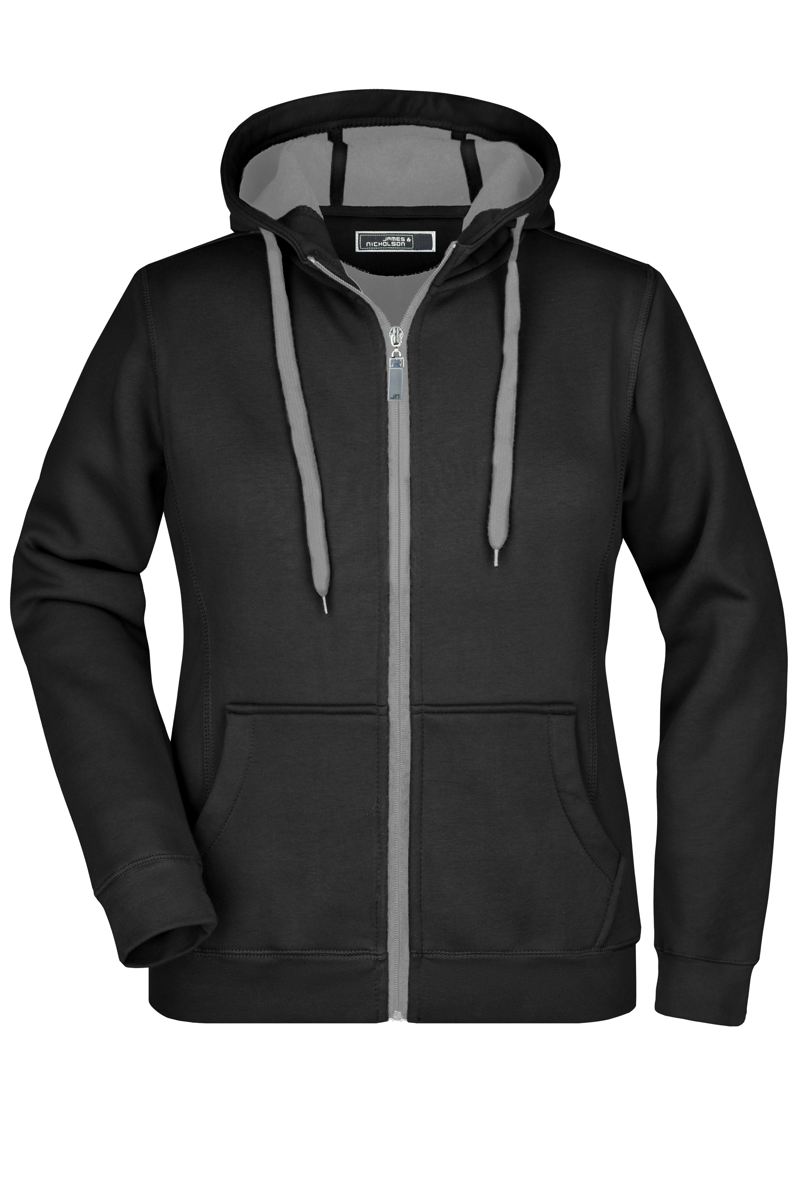 James & Nicholson Sportliche Damen Sweatjacke black/carbon