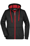 James & Nicholson Sportliche Damen Sweatjacke black/red