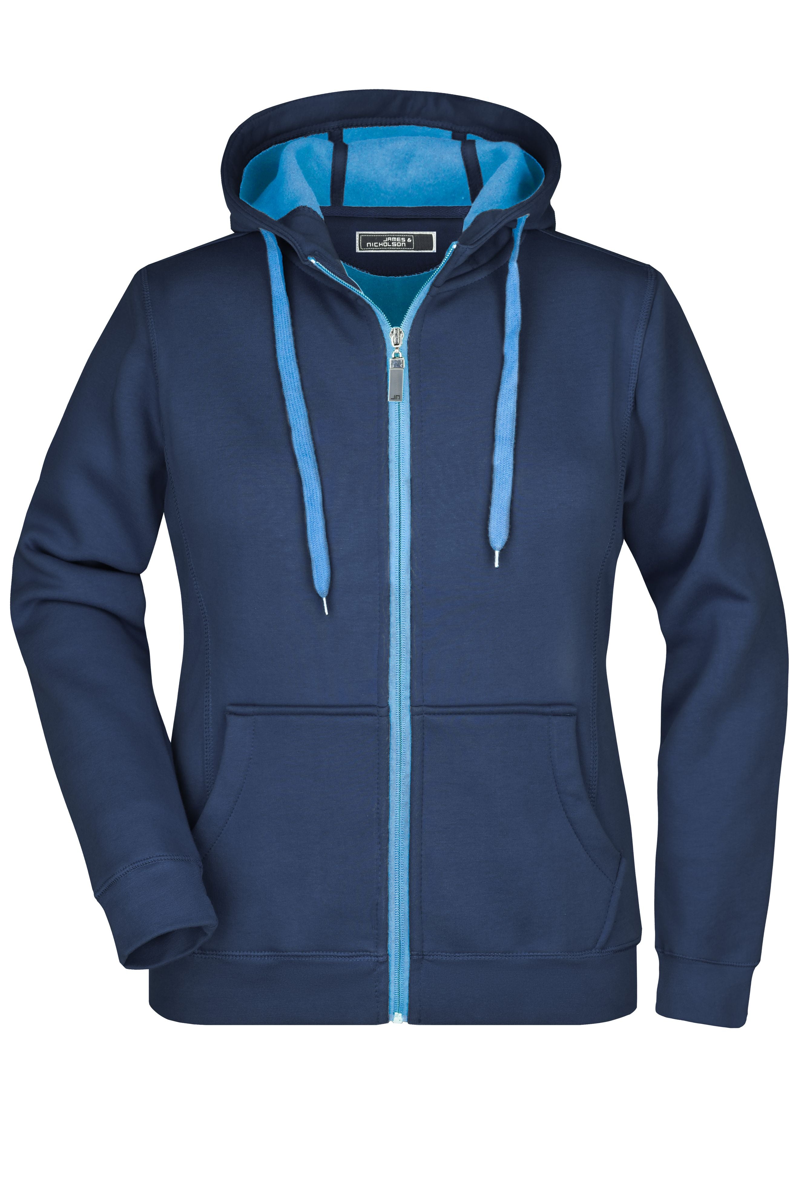 James & Nicholson Sportliche Damen Sweatjacke navy/aqua