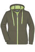 James & Nicholson Sportliche Damen Sweatjacke olive/lime-green