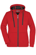 James & Nicholson Sportliche Damen Sweatjacke red/carbon