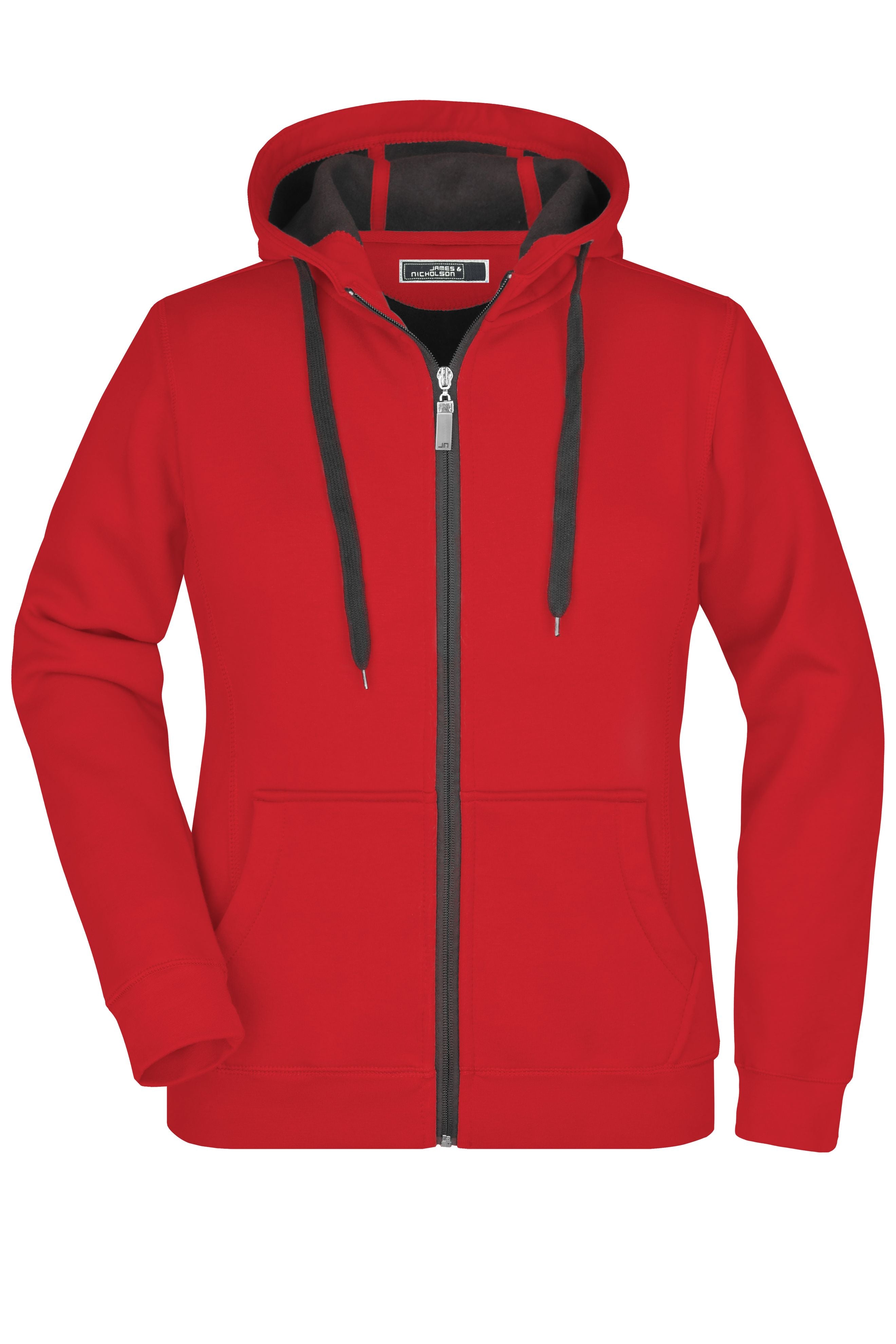 James & Nicholson Sportliche Damen Sweatjacke red/carbon