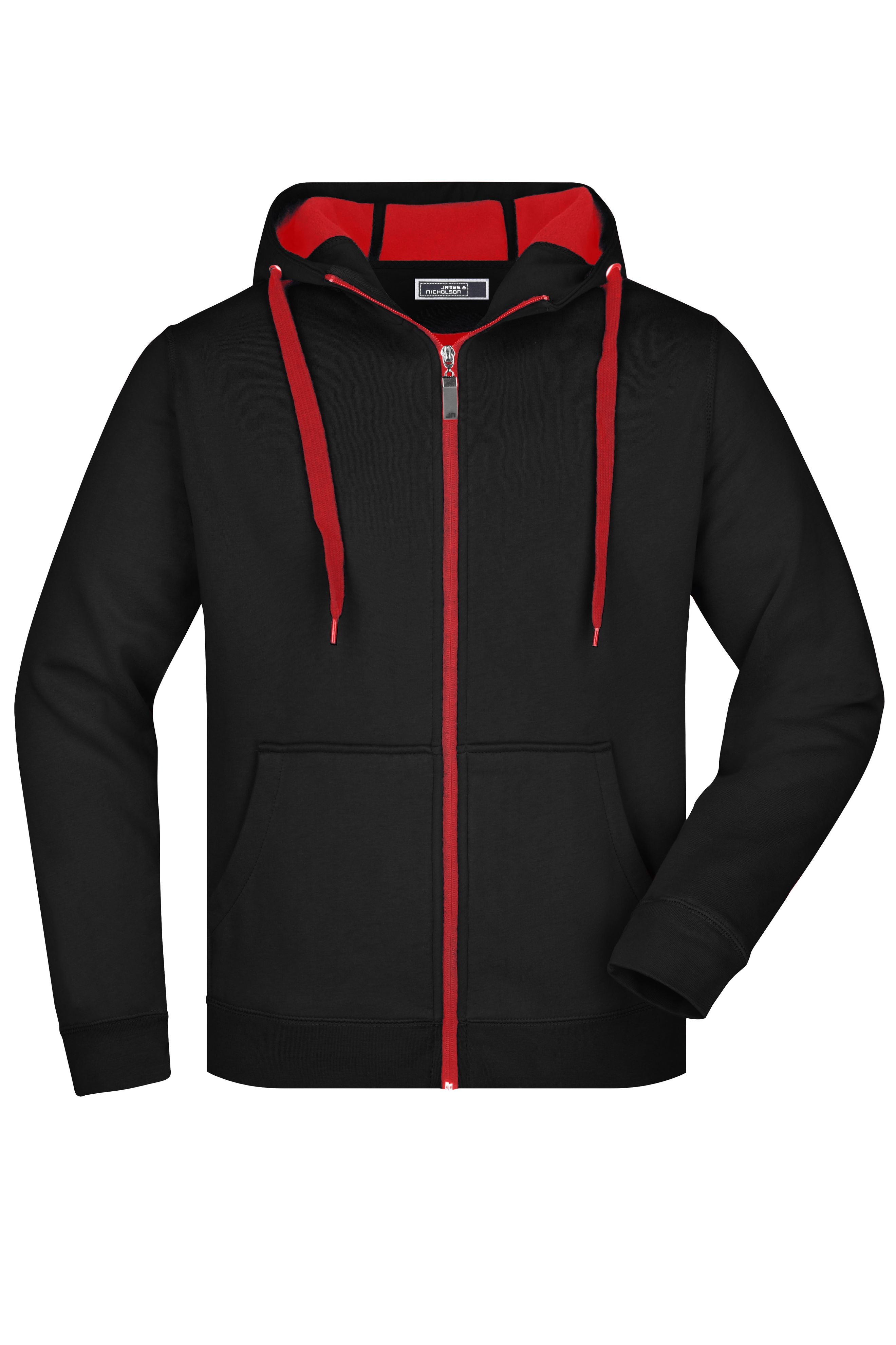 James & Nicholson Sportliche Herren Sweatjacke black/red