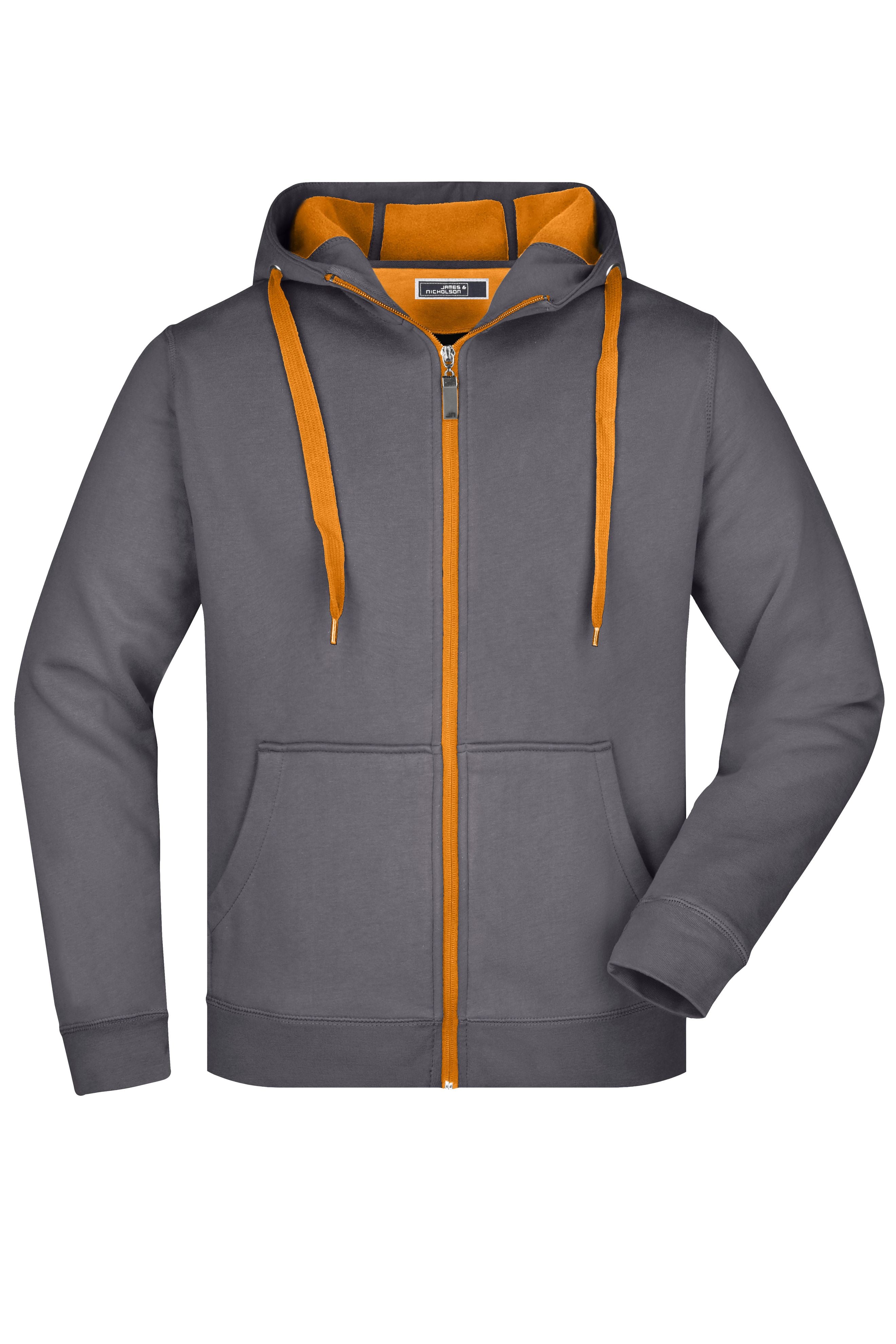 James & Nicholson Sportliche Herren Sweatjacke carbon/orange