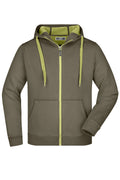 James & Nicholson Sportliche Herren Sweatjacke olive/lime-green