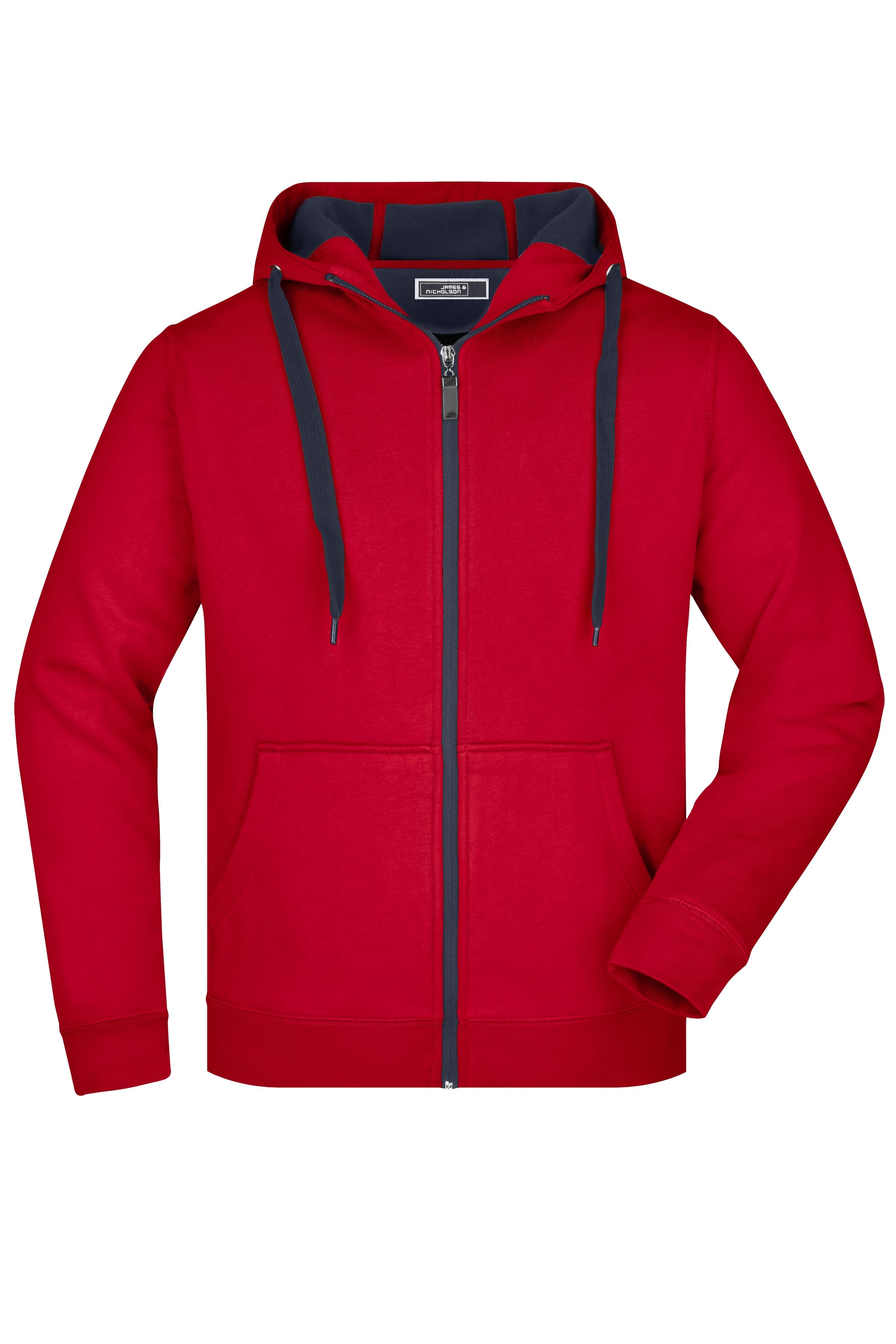 James & Nicholson Sportliche Herren Sweatjacke red/carbon