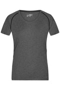 James & Nicholson Damen Funktions-Shirt für Fitness und Sport black-melange/black