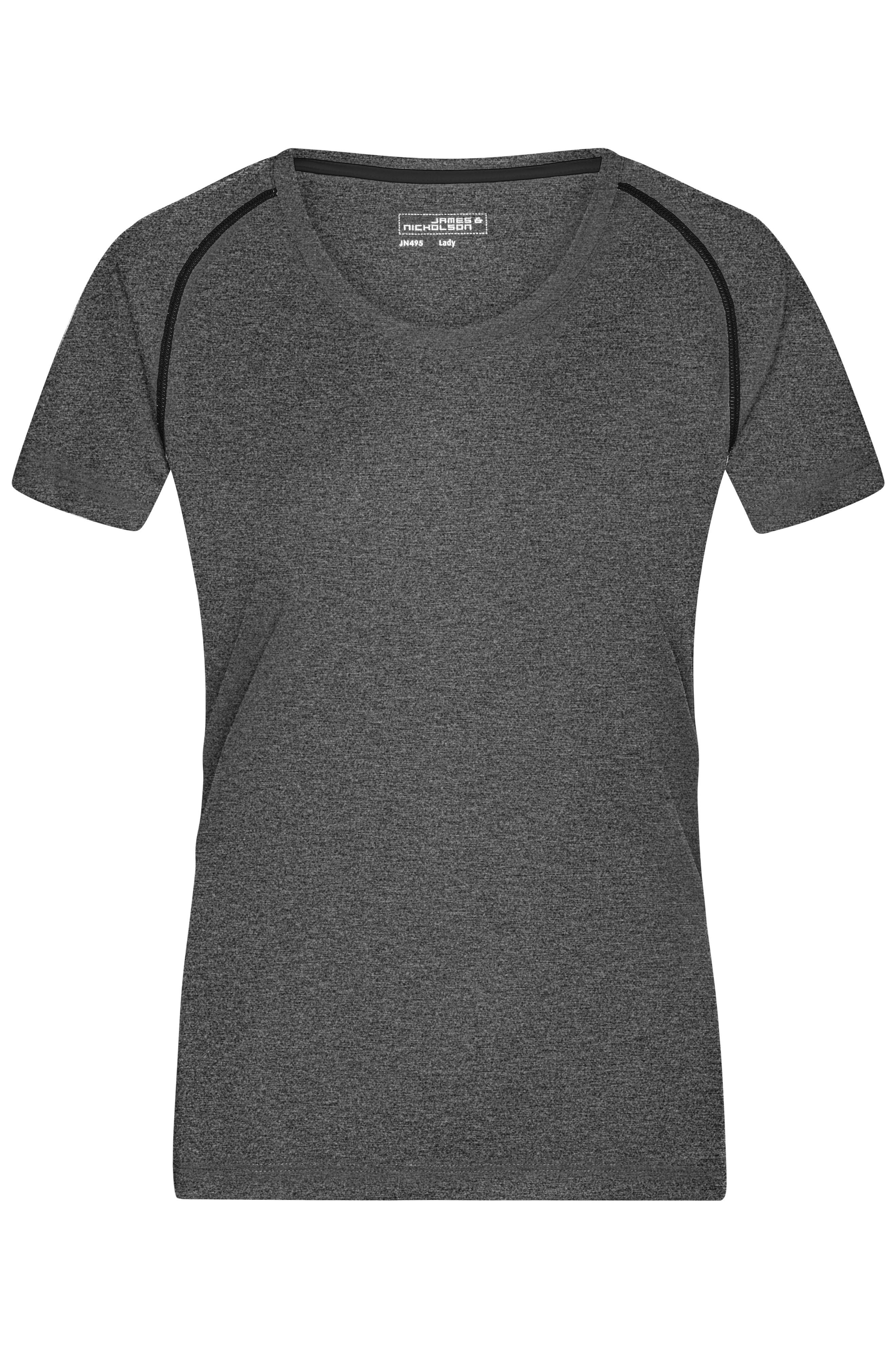 James & Nicholson Damen Funktions-Shirt für Fitness und Sport black-melange/black