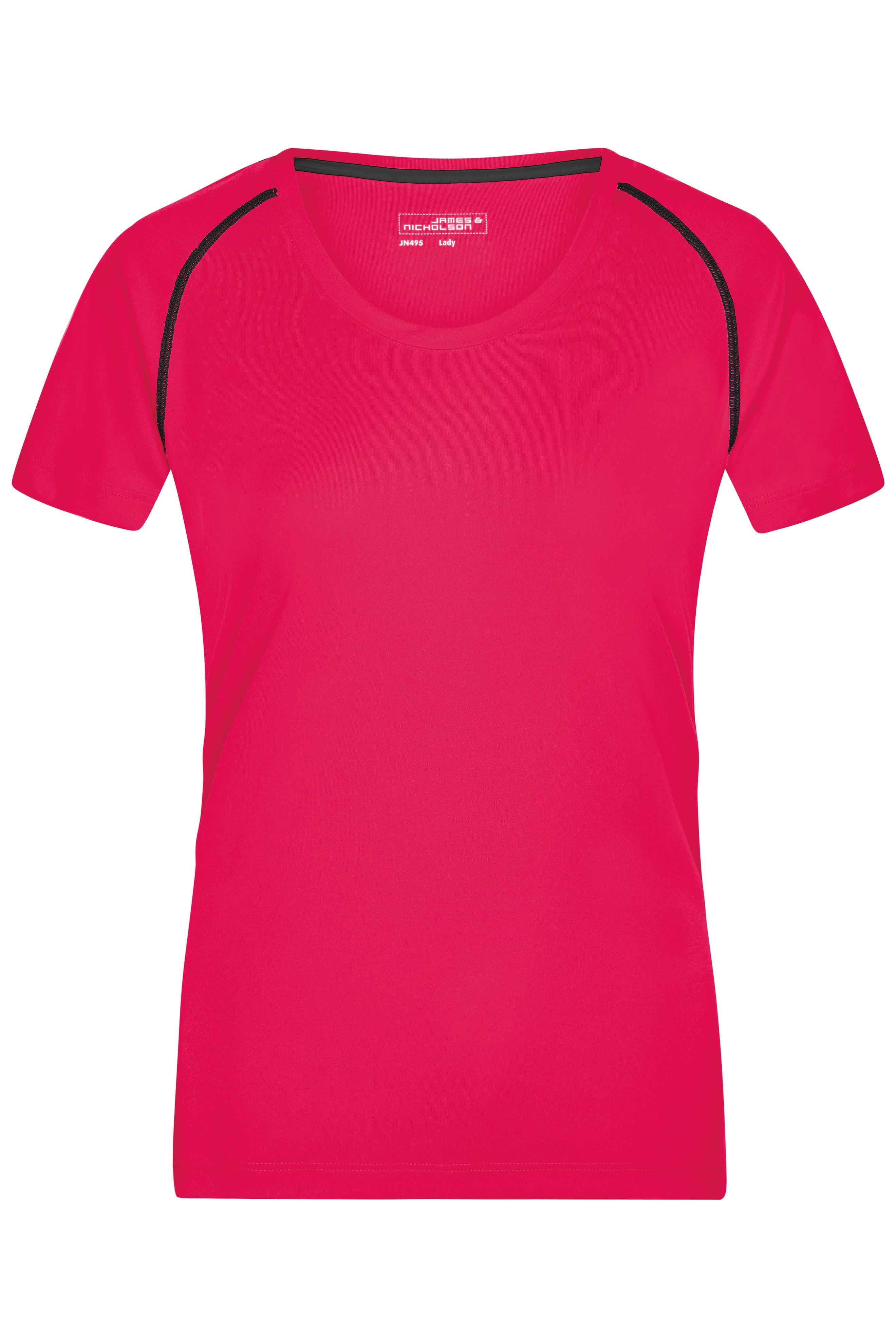 James & Nicholson Damen Funktions-Shirt für Fitness und Sport bright-pink/titan