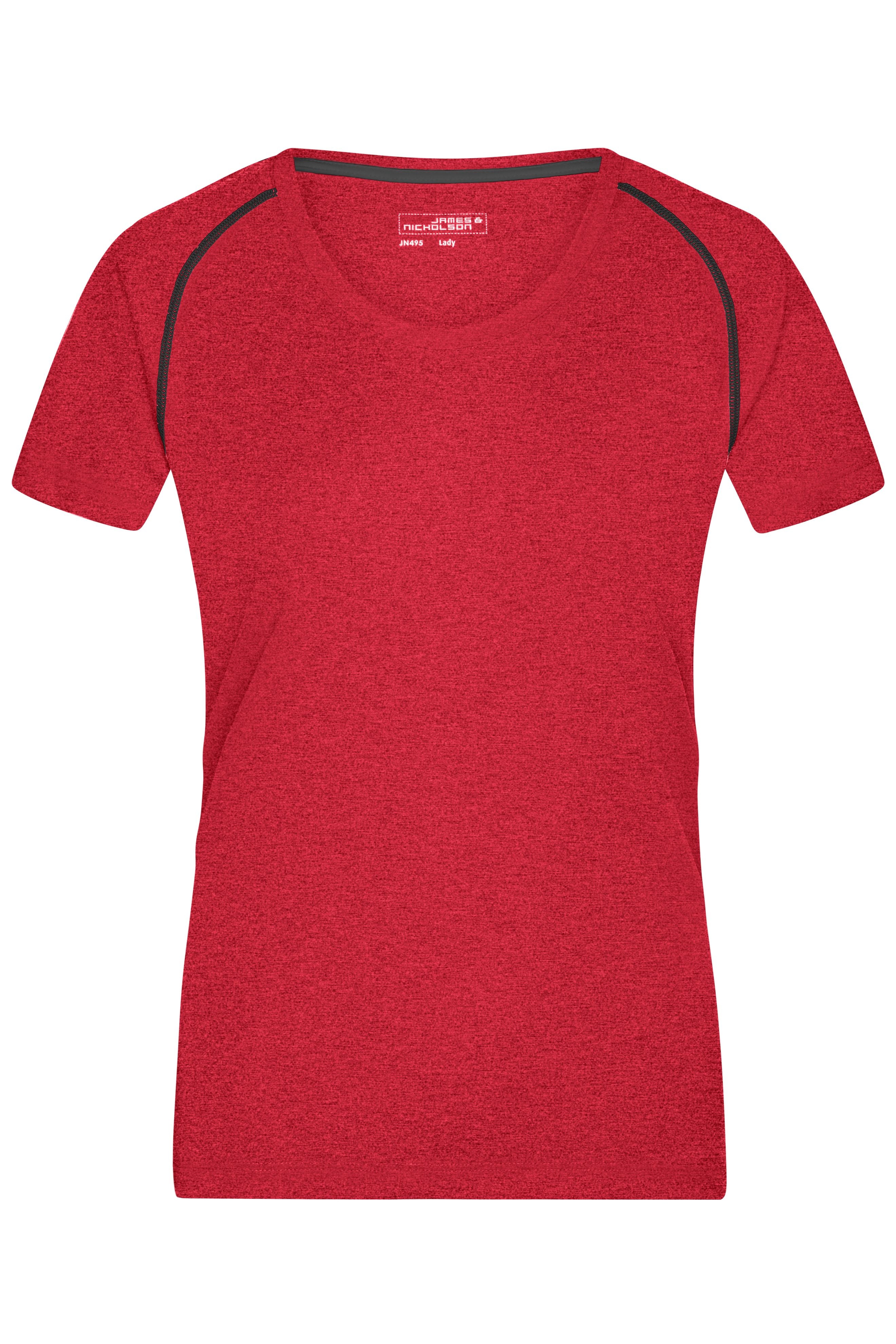 James & Nicholson Damen Funktions-Shirt für Fitness und Sport red-melange/titan