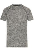James & Nicholson Herren Funktions-Shirt für Fitness und Sport black-melange/black
