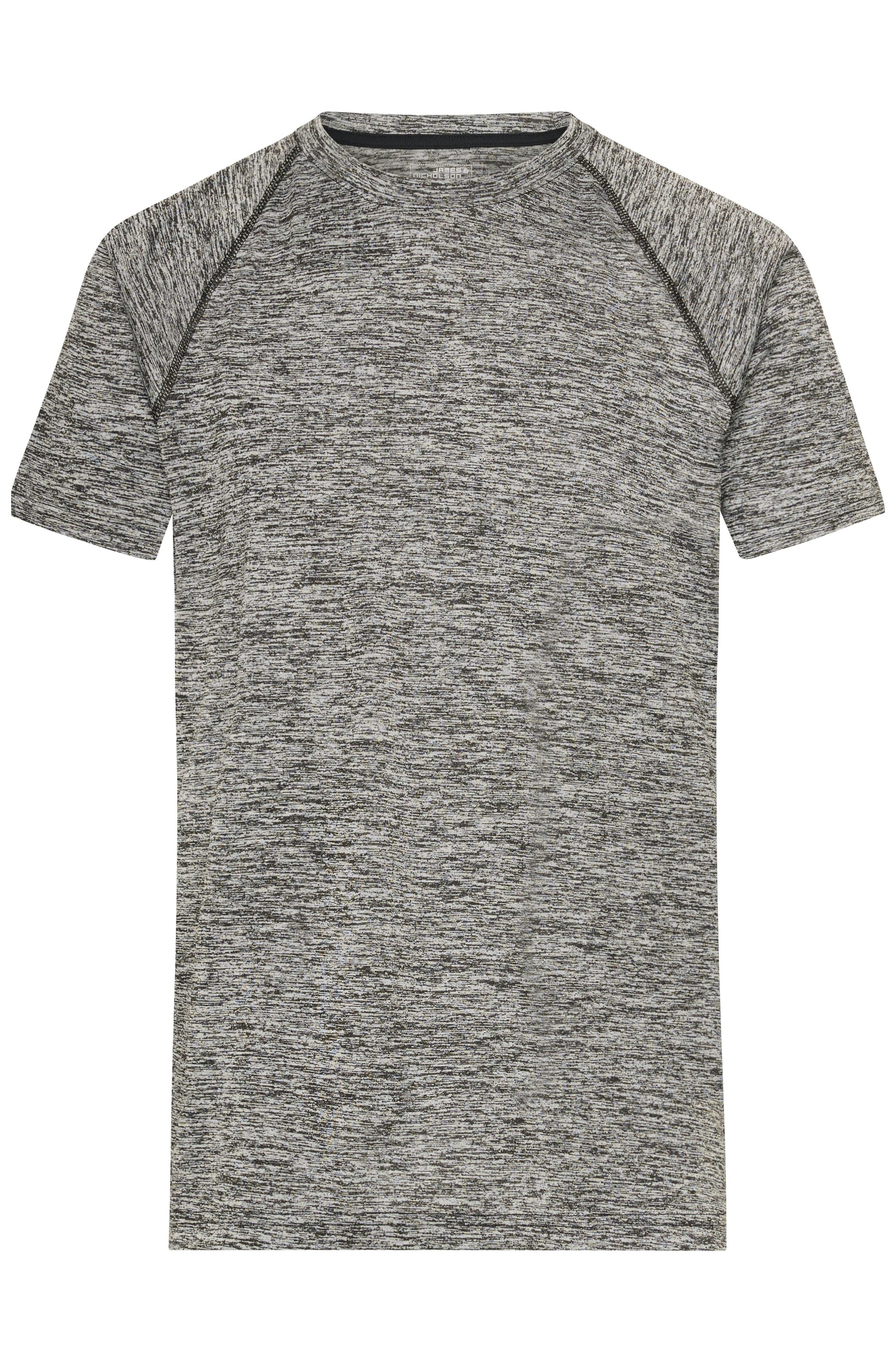 James & Nicholson Herren Funktions-Shirt für Fitness und Sport black-melange/black