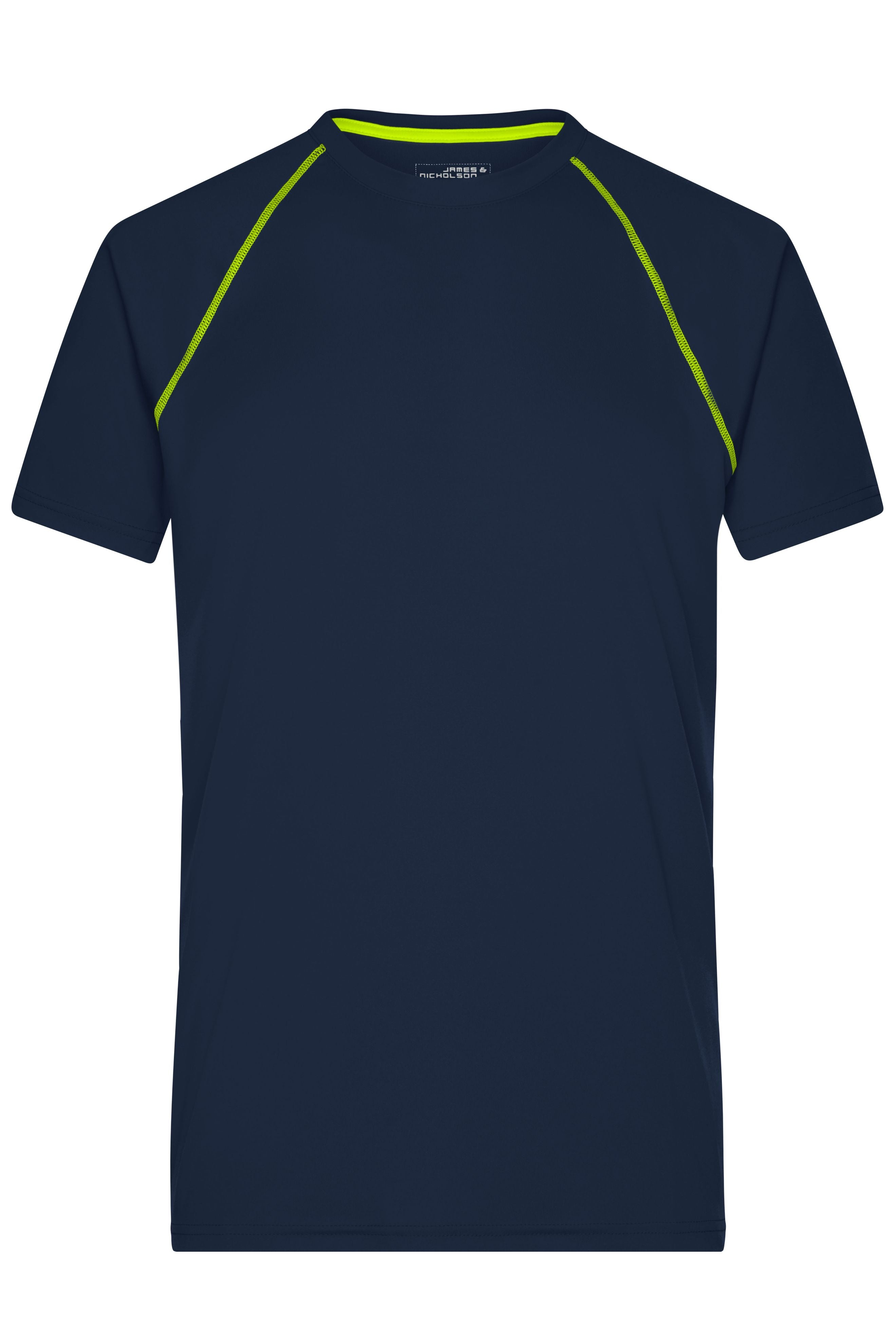 James & Nicholson Herren Funktions-Shirt für Fitness und Sport navy/bright-yellow
