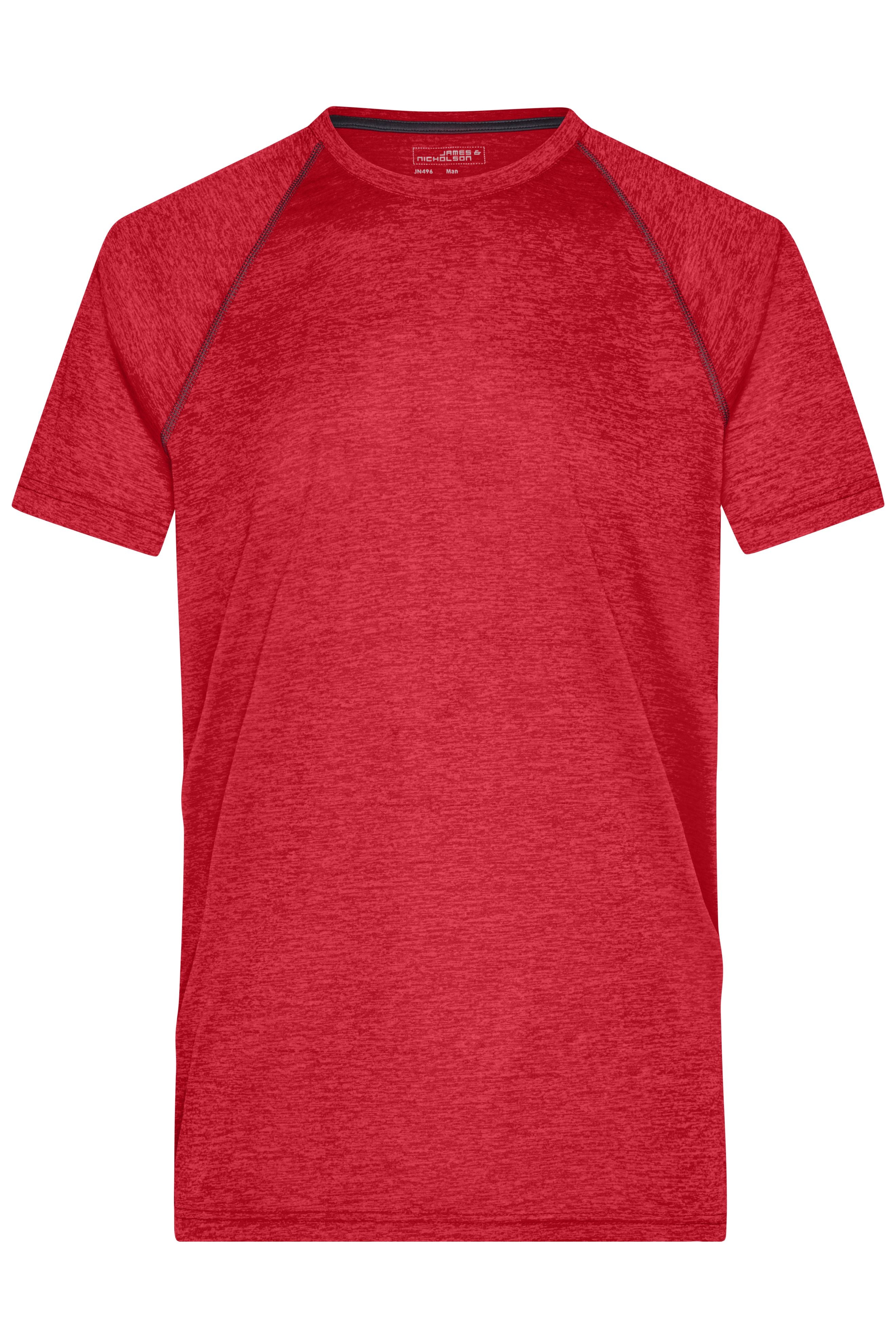 James & Nicholson Herren Funktions-Shirt für Fitness und Sport red-melange/titan