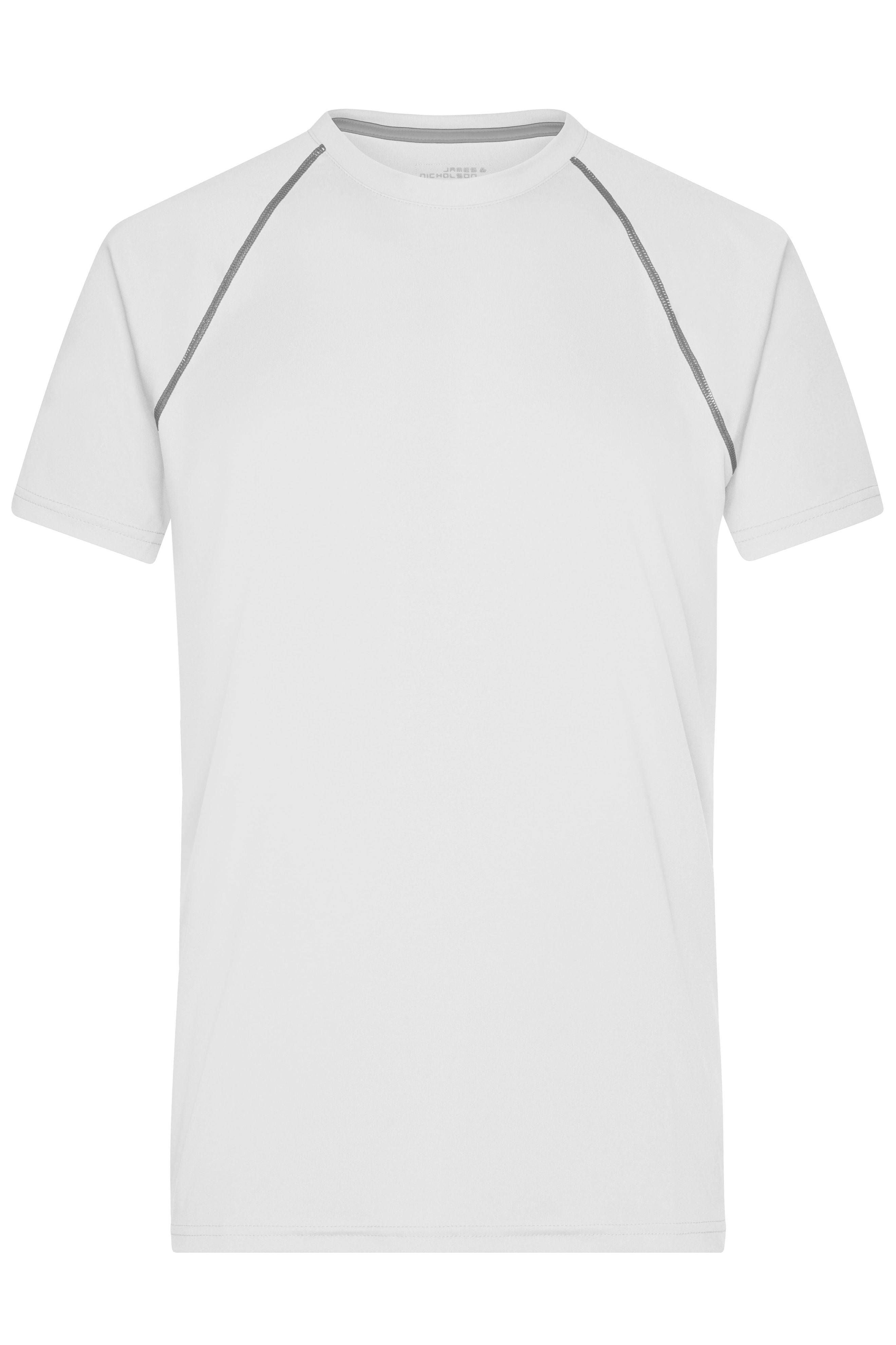 James & Nicholson Herren Funktions-Shirt für Fitness und Sport white/silver