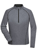 James & Nicholson Langarm Sportshirt für Damen black-melange/black