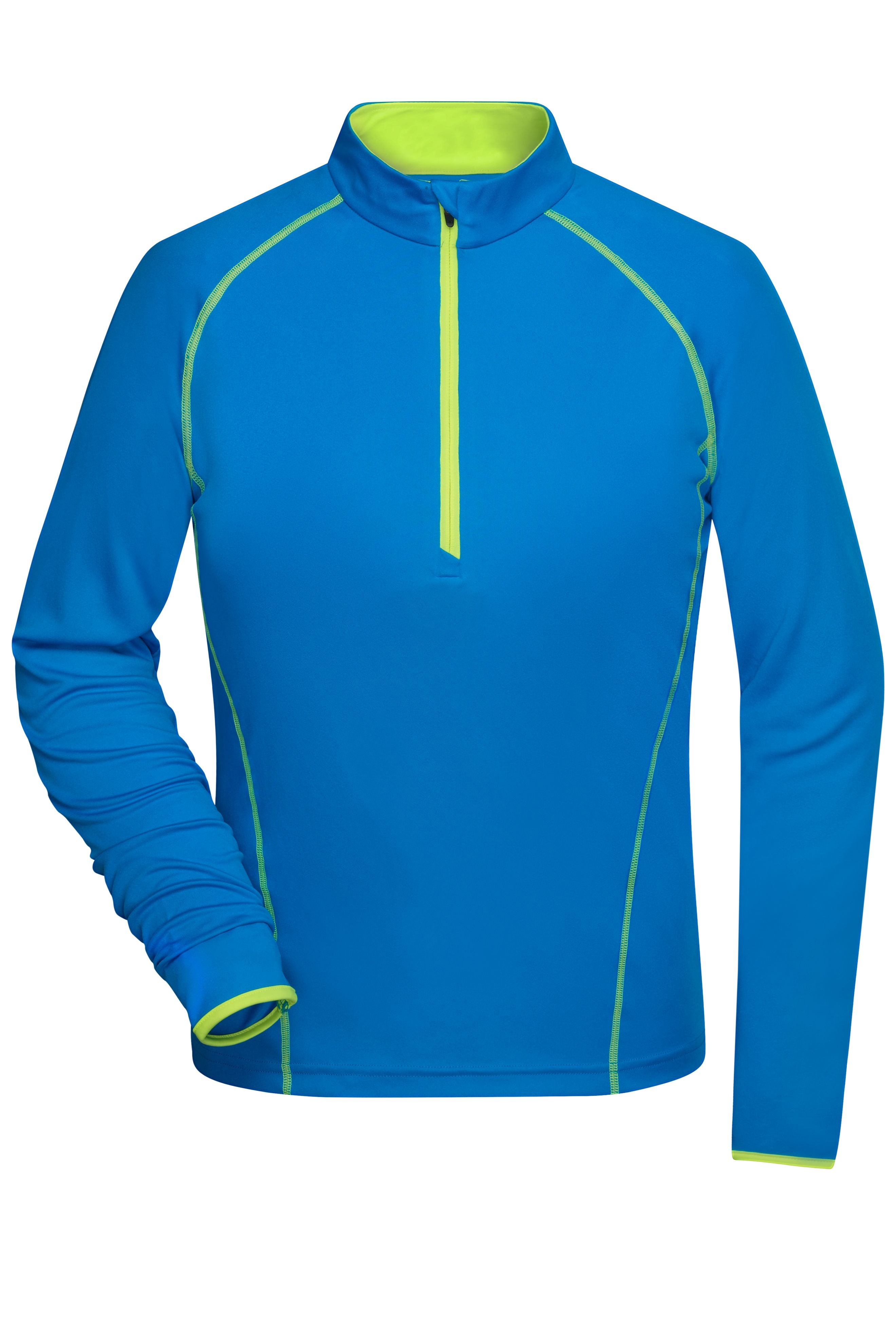 James & Nicholson Langarm Sportshirt für Damen bright-blue/bright-yellow