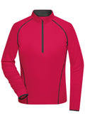 James & Nicholson Langarm Sportshirt für Damen bright-pink/titan