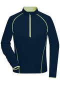 James & Nicholson Langarm Sportshirt für Damen navy/bright-yellow