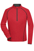 James & Nicholson Langarm Sportshirt für Damen red-melange/titan