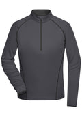 James & Nicholson Langarm Sportshirt für Damen titan/black