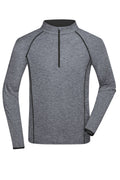 James & Nicholson Langarm Sportshirt für Herren black-melange/black