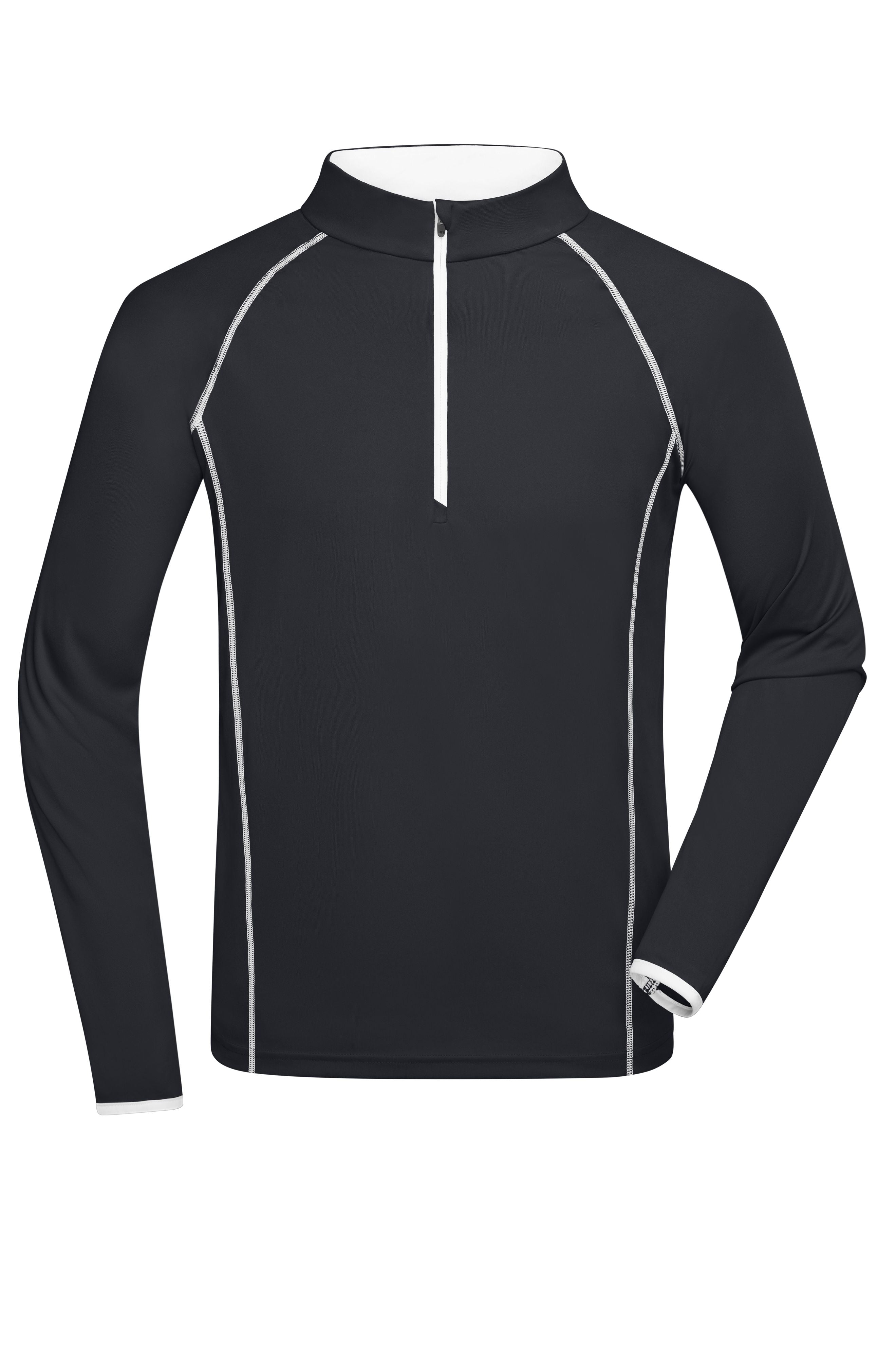 James & Nicholson Langarm Sportshirt für Herren black/white