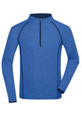 James & Nicholson Langarm Sportshirt für Herren blue-melange/navy