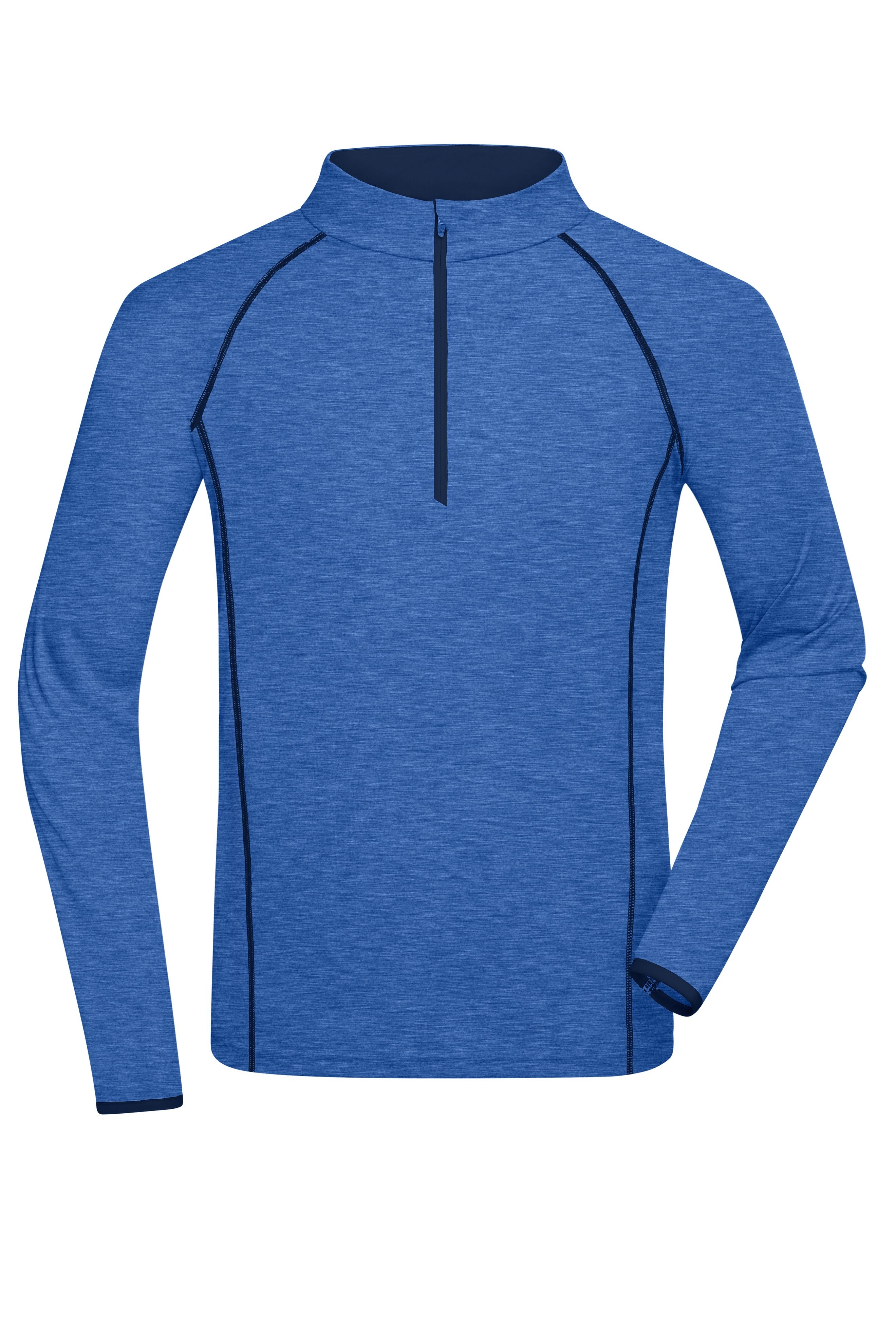 James & Nicholson Langarm Sportshirt für Herren blue-melange/navy