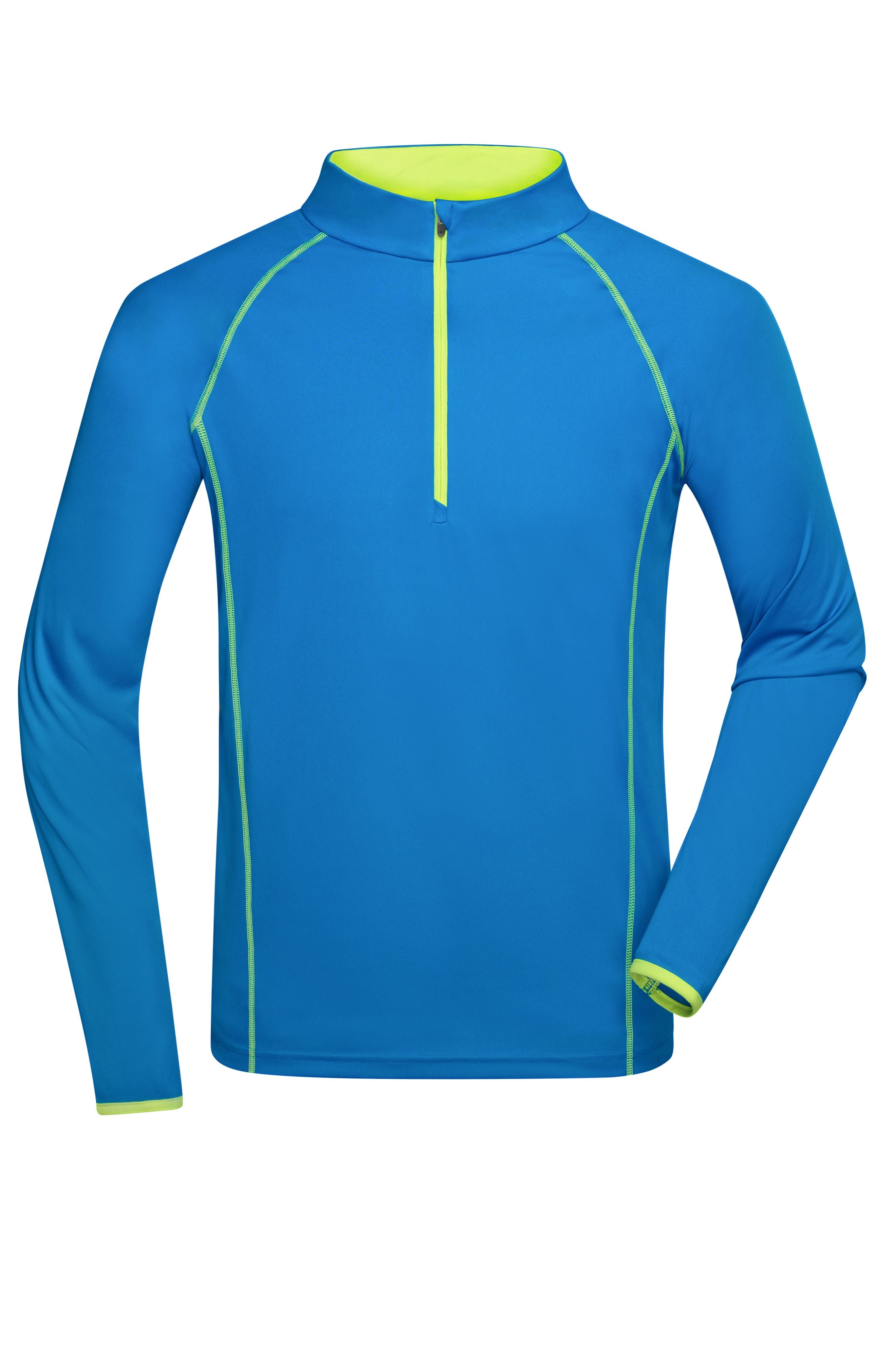 James & Nicholson Langarm Sportshirt für Herren bright-blue/bright-yellow