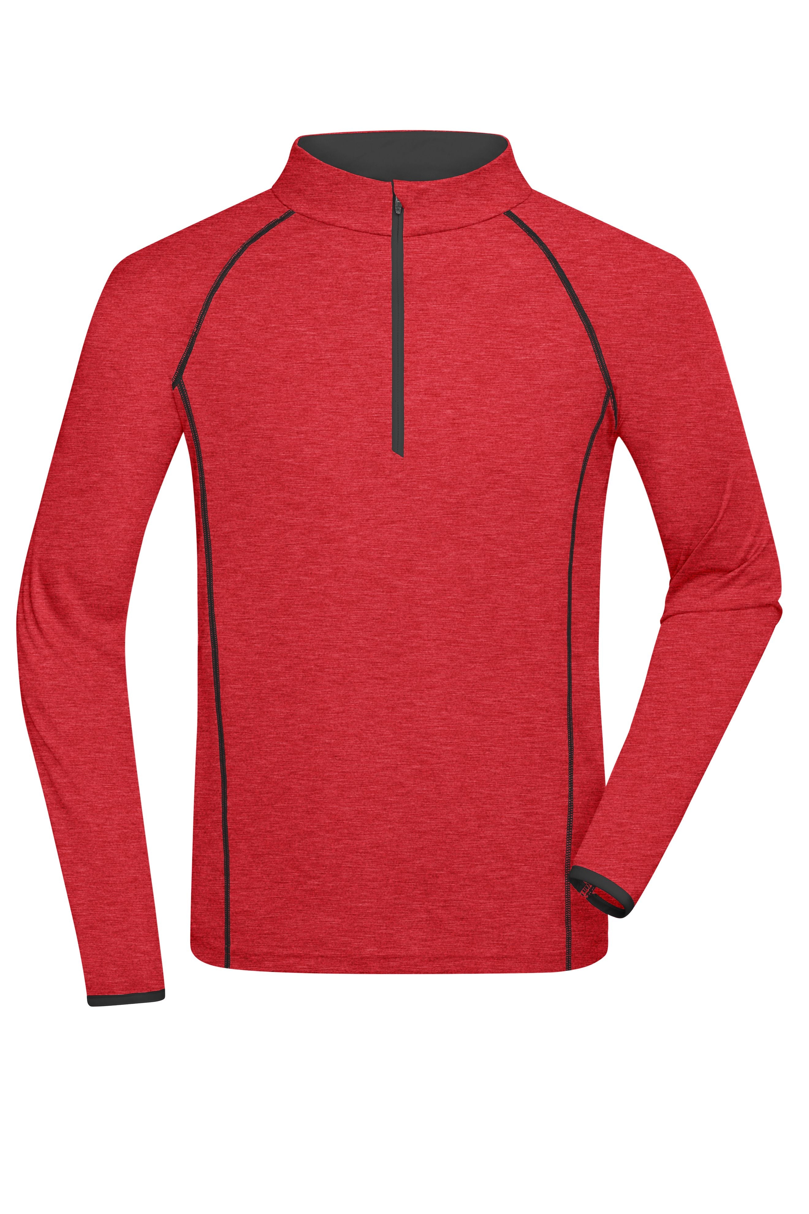 James & Nicholson Langarm Sportshirt für Herren red-melange/titan