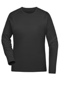 James & Nicholson Damen Langarm Sportshirt aus recyceltem Polyester  black