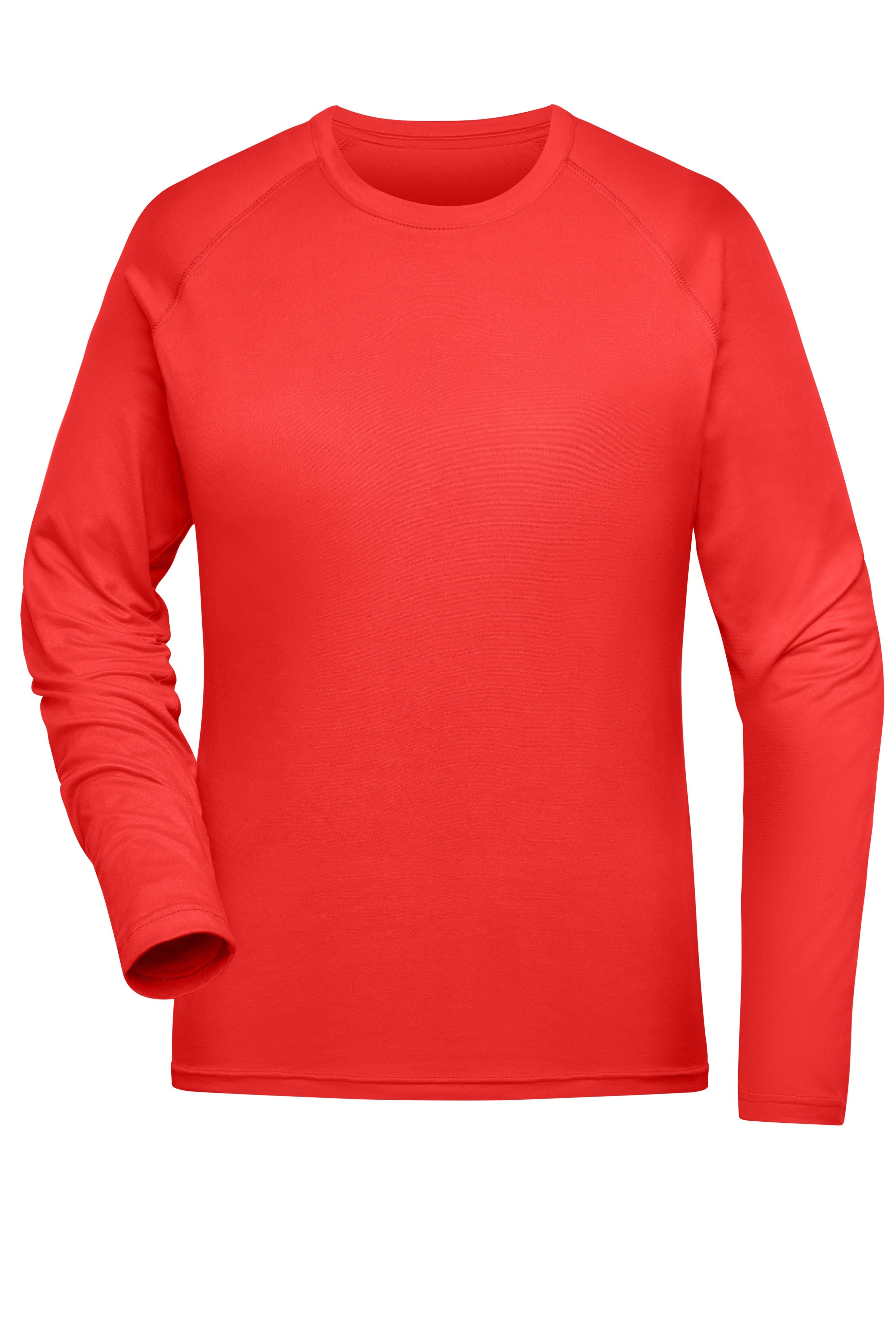 James & Nicholson Damen Langarm Sportshirt aus recyceltem Polyester  bright-red