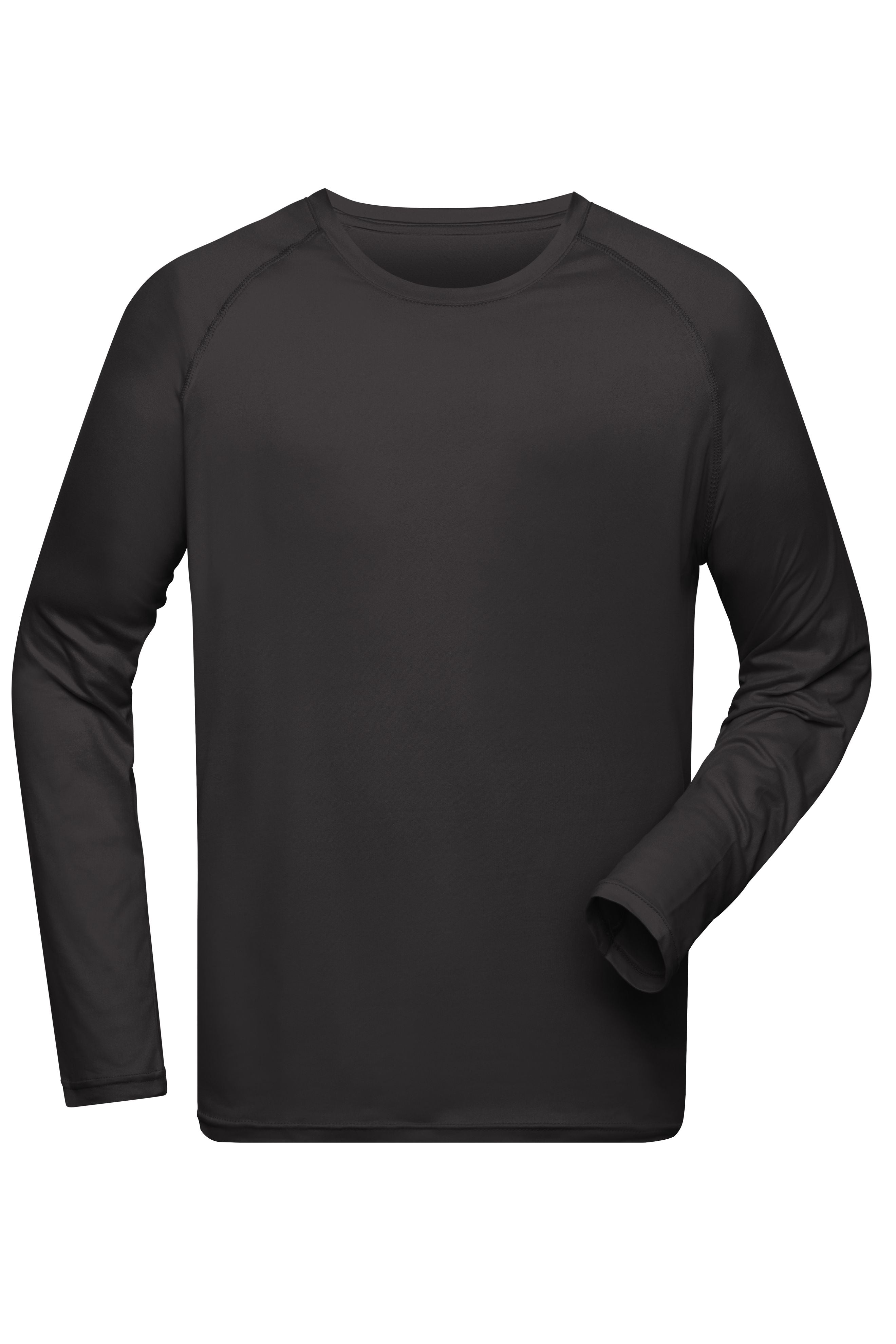 James & Nicholson Herren Langarm Sportshirt aus recyceltem Polyester  black