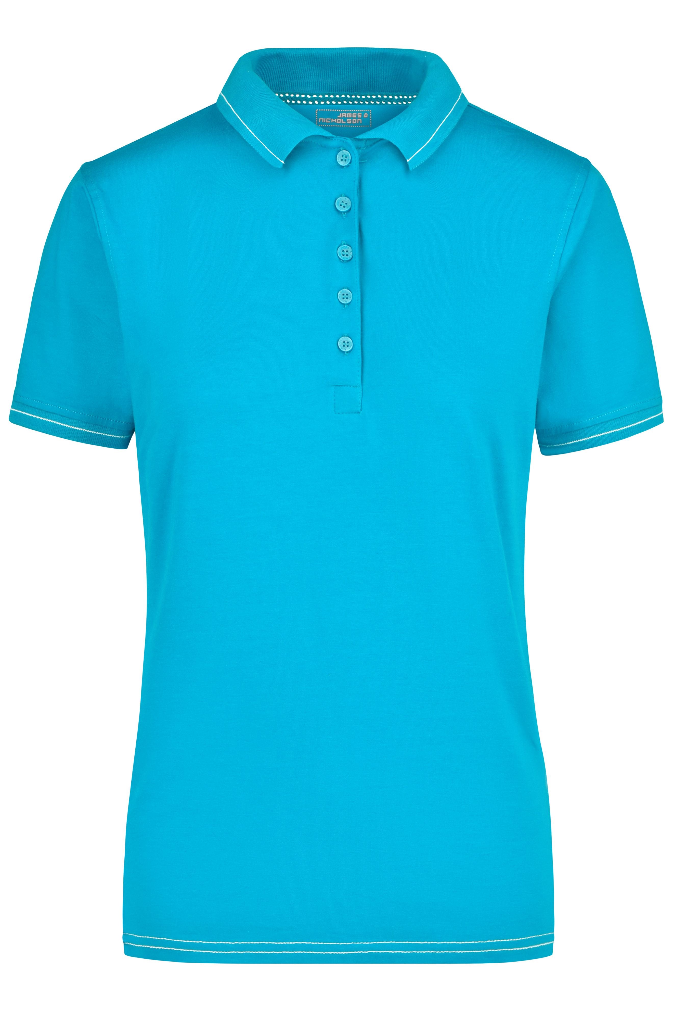 James & Nicholson Damenpolo Elastic aqua/white