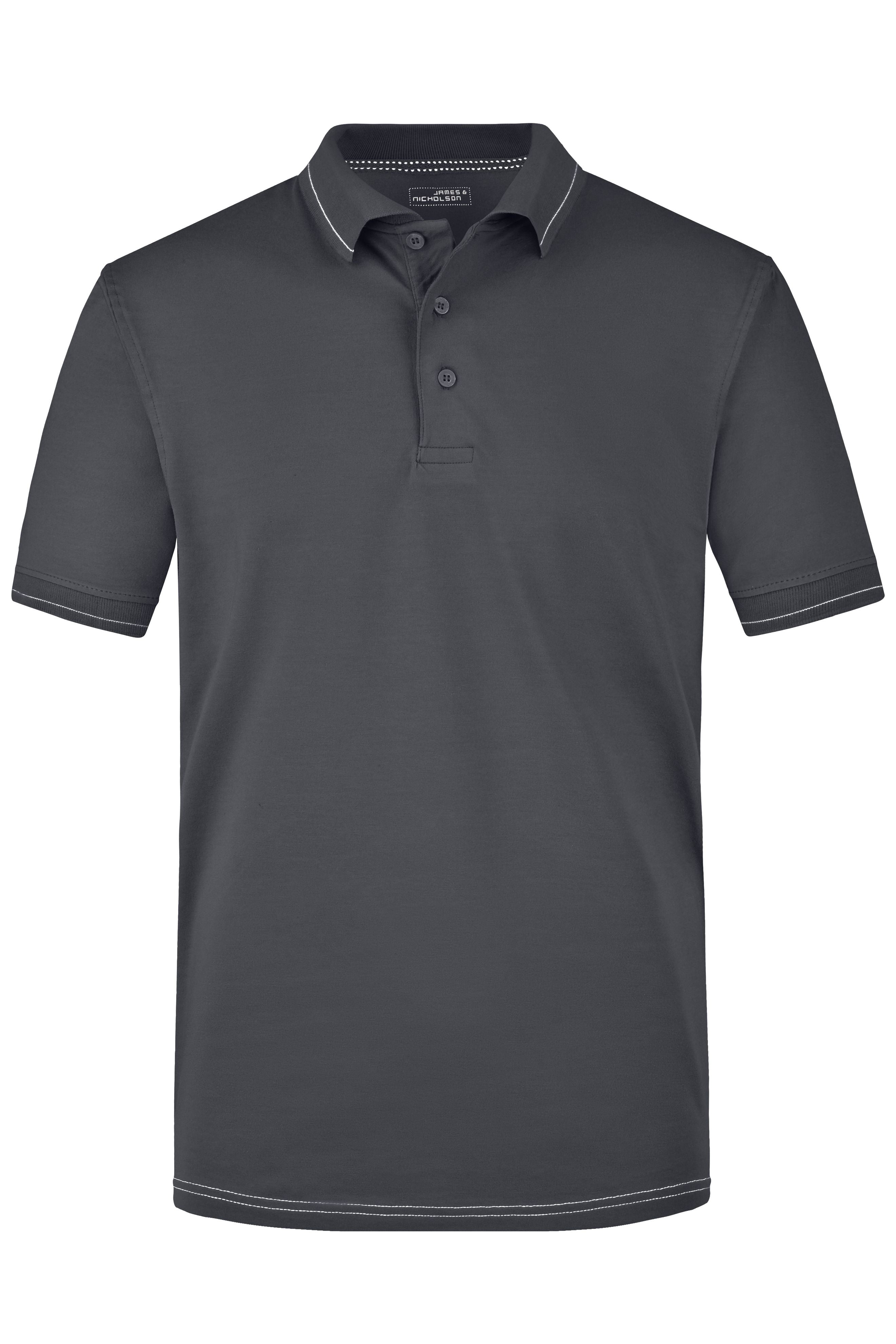 James & Nicholson Herrenpolo Elastic graphite/white