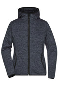 James & Nicholson Damen Strick Kapuzenjacke dark-melange/black