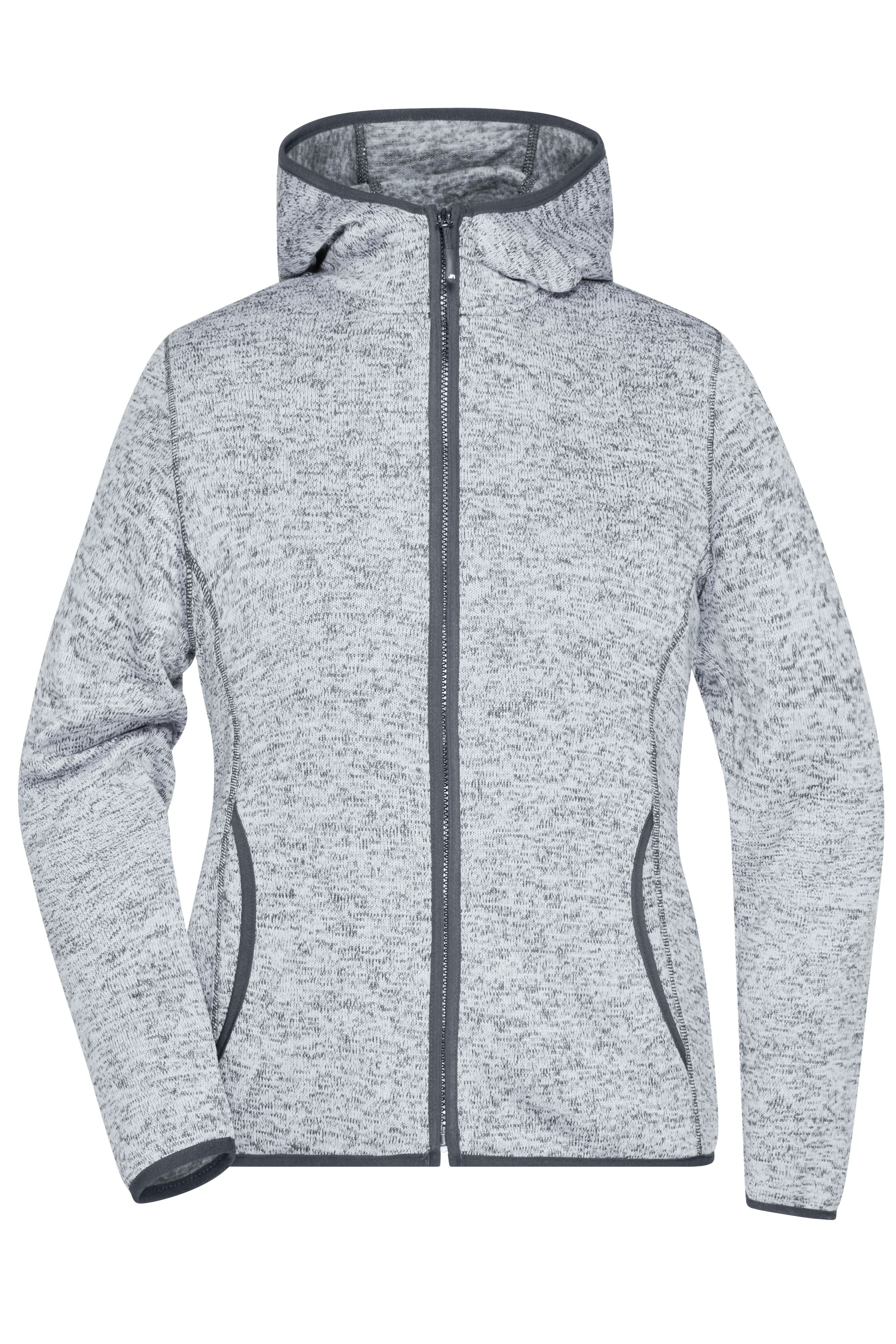 James & Nicholson Damen Strick Kapuzenjacke light-melange/carbon