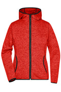 James & Nicholson Damen Strick Kapuzenjacke red-melange/black