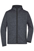 James & Nicholson Herren Strick Kapuzenjacke dark-melange/black