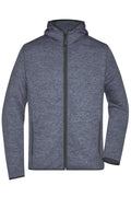 James & Nicholson Herren Strick Kapuzenjacke denim-melange/black