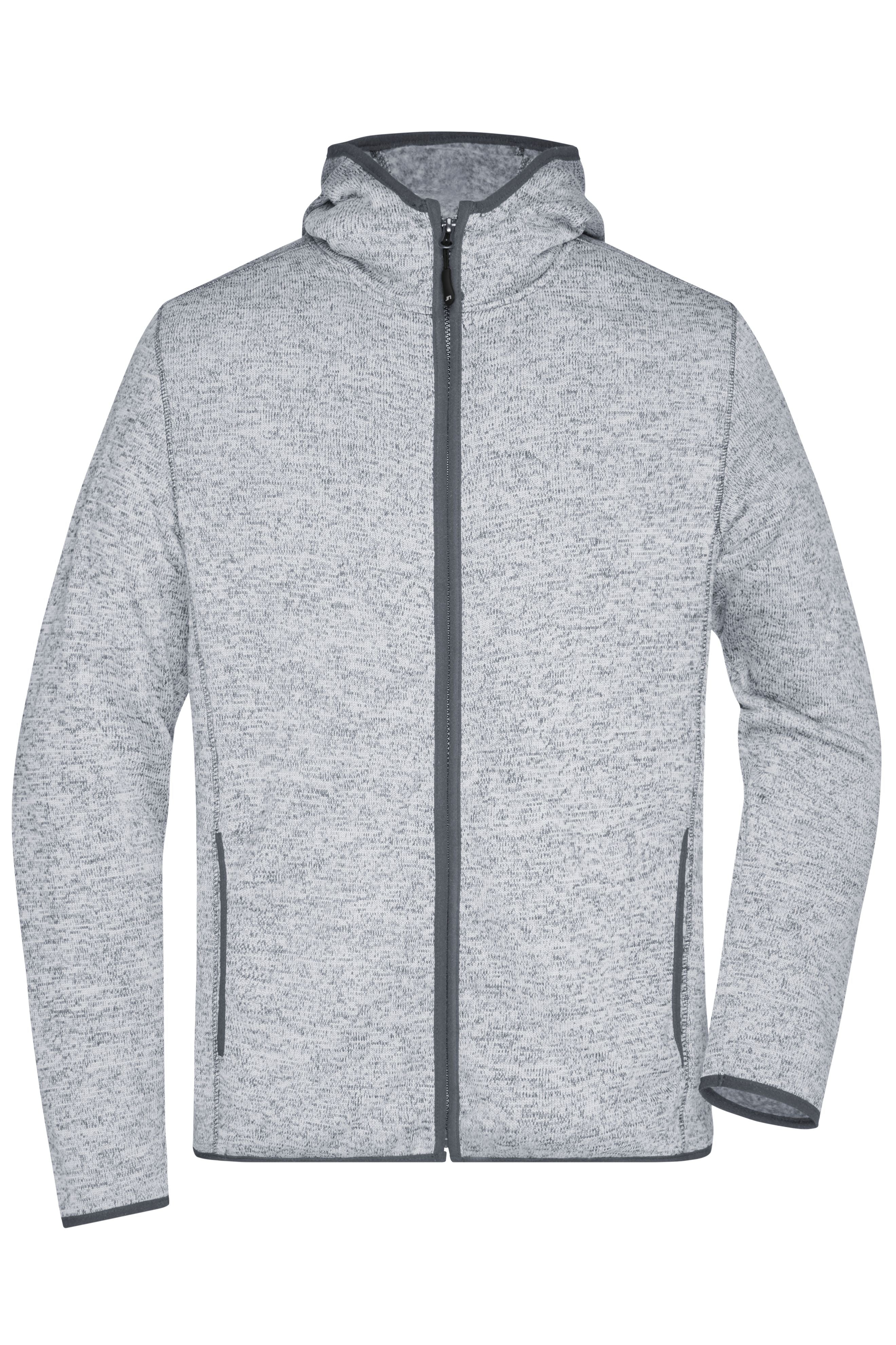 James & Nicholson Herren Strick Kapuzenjacke light-melange/carbon