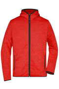 James & Nicholson Herren Strick Kapuzenjacke red-melange/black