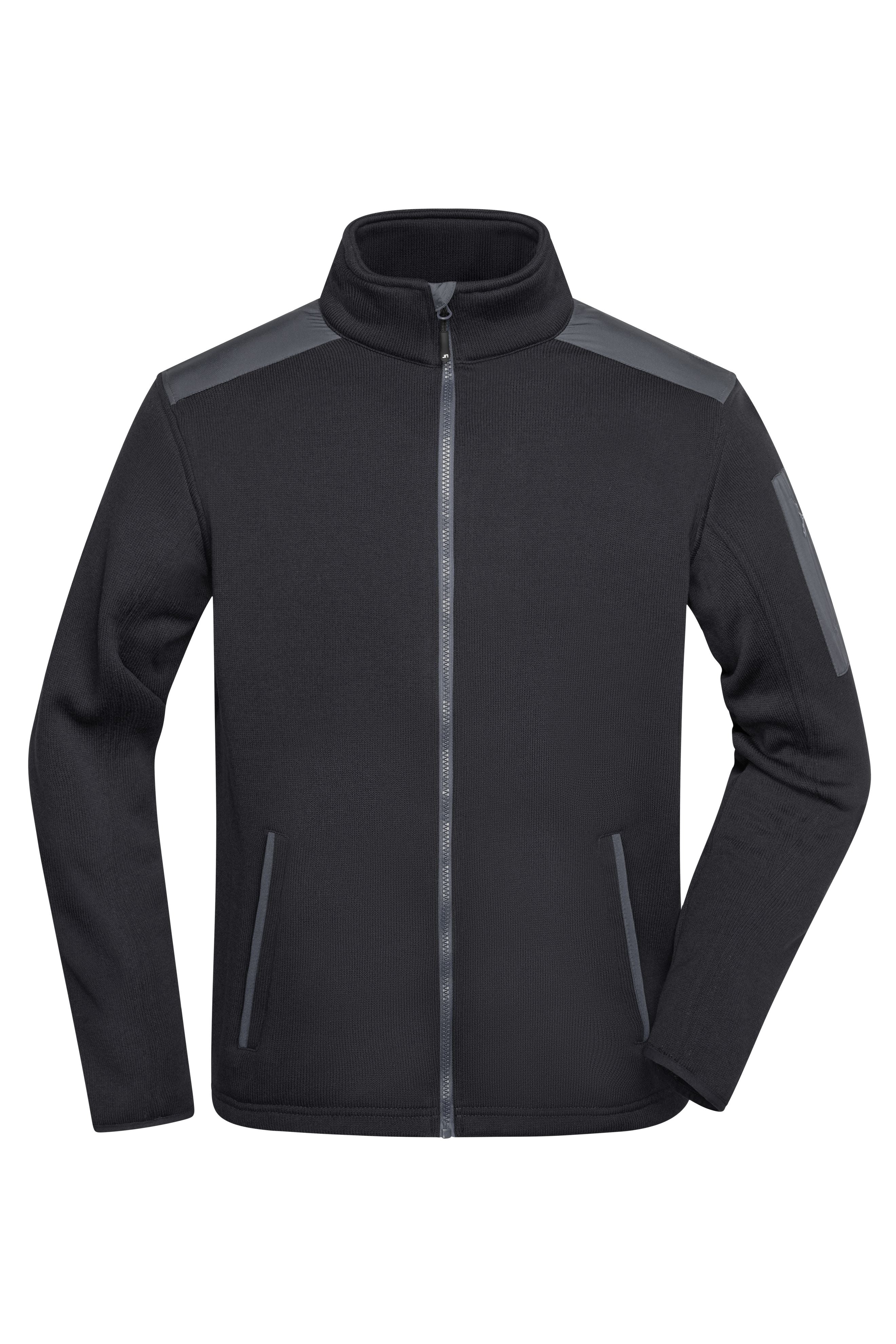 James & Nicholson Herren Strick Fleecejacke black/carbon