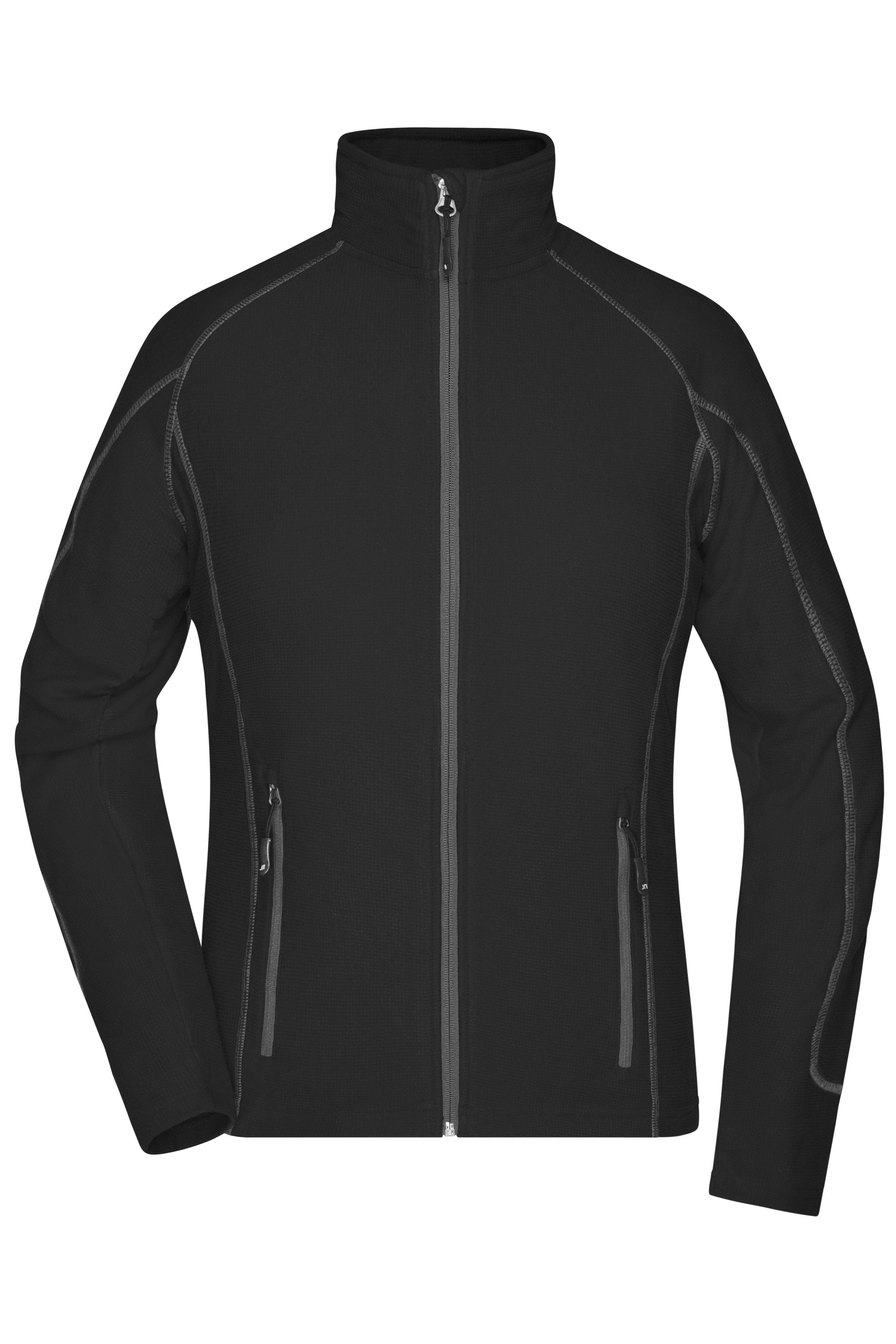 James & Nicholson Damen Waffelfleece Jacke black/carbon